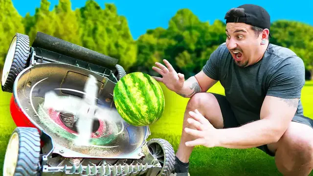 'Video thumbnail for Jake Carlini: destroying things with a lawn mower!'