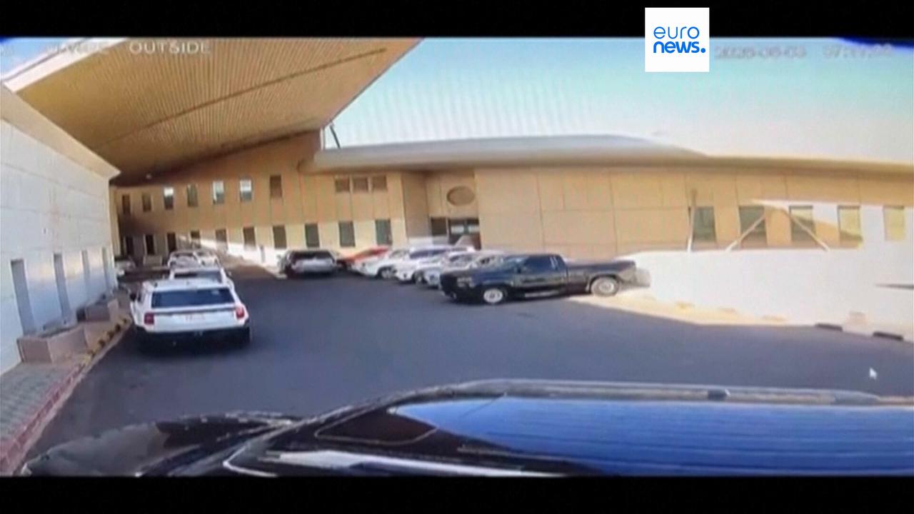 Video thumbnail for Video shows moment drone hits Kuwait airport terminal