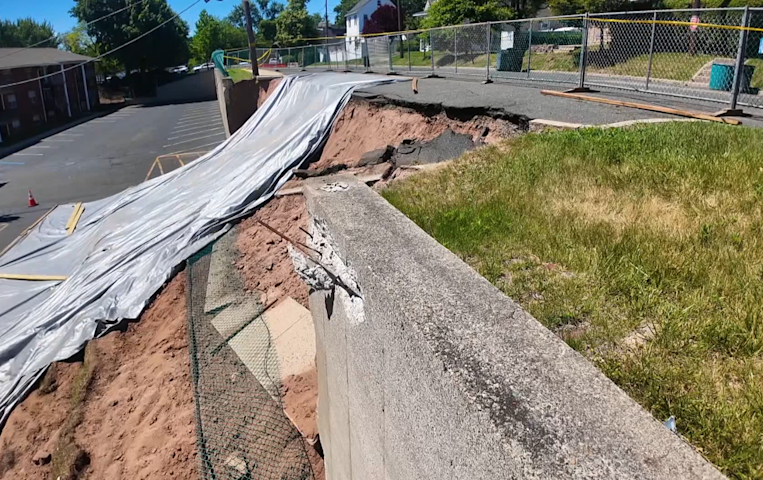Video thumbnail for Retaining wall collapse shuts Ridgefield Park road with yearlong repair timeline for reopening