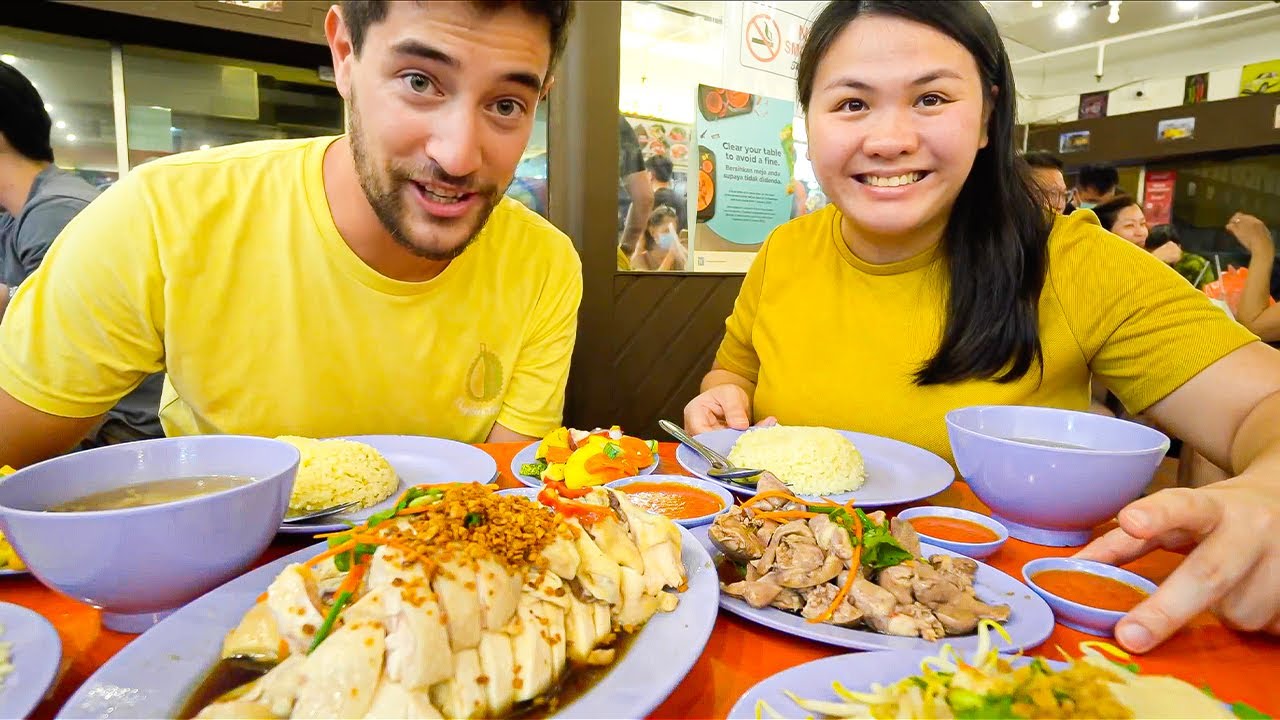 Video thumbnail for 22 Singapore STREET FOOD Hawkers INDIAN Appam, CHINESE Chicken Rice & MALAY Laksa!