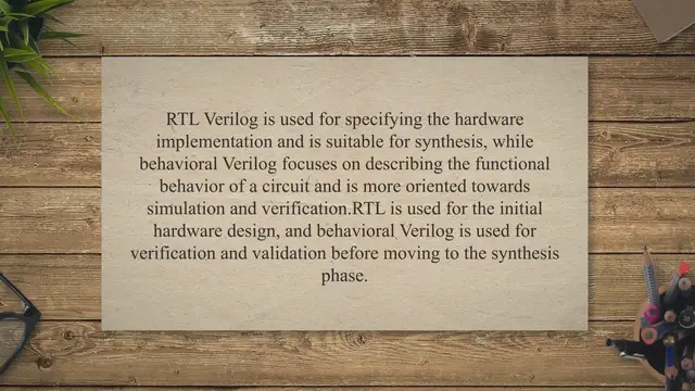'Video thumbnail for What is the difference between RTL and behavioral Verilog?'