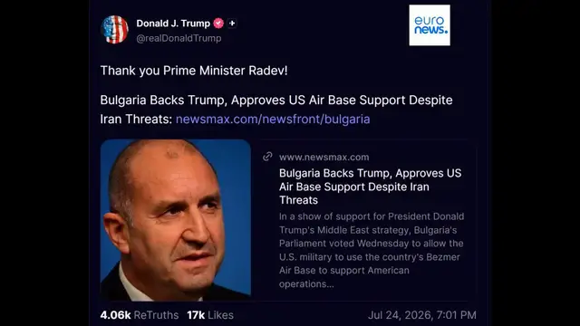 Video thumbnail for 'Those responsible must face the consequences': Iran again warns Bulgaria over US aircraft deployment