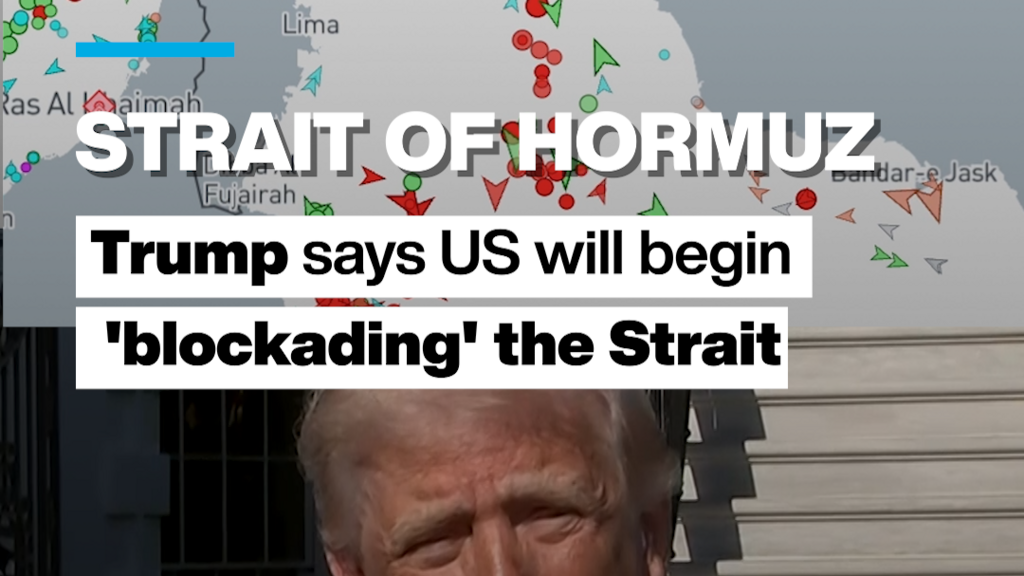 Video thumbnail for Trump says US will begin 'blockading' the Strait of Hormuz