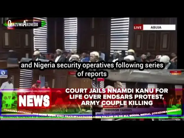 Video thumbnail for Court Jails Nnamdi Kanu For Life Over ENDSARS Protest, Army Couple Killing