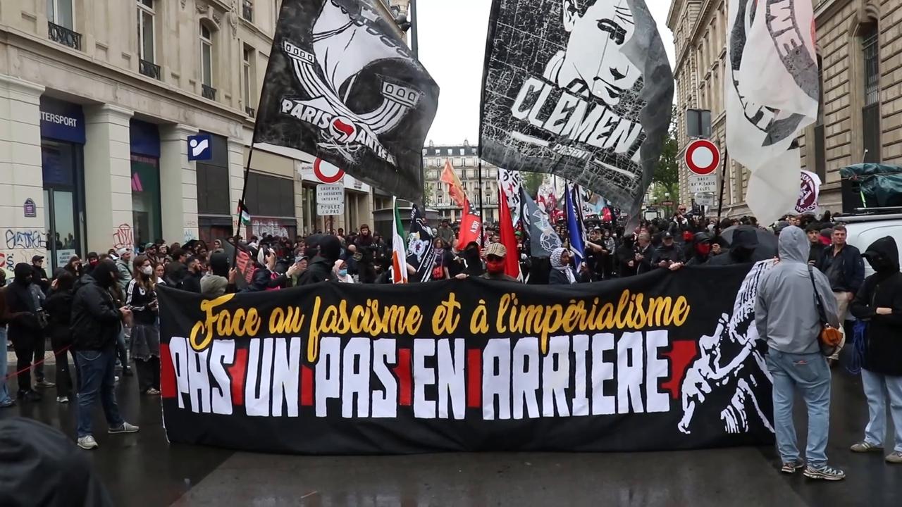Video thumbnail for France: Anti-fascist demonstrators march in Paris to protest far-right rise, global wars.