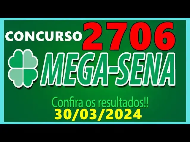 Video thumbnail for Resultado Mega Sena Concurso 2706 de hoje, sábado 30/03/2024 - Mega Sena 2706