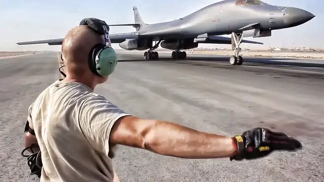Video thumbnail for The Bone • B-1B Bomber Maintenance Ops At Al Udeid Air Base