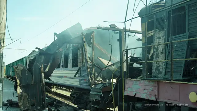 'Video thumbnail for Russian drone strikes kill one and injures dozens at Ukrainian railway station'