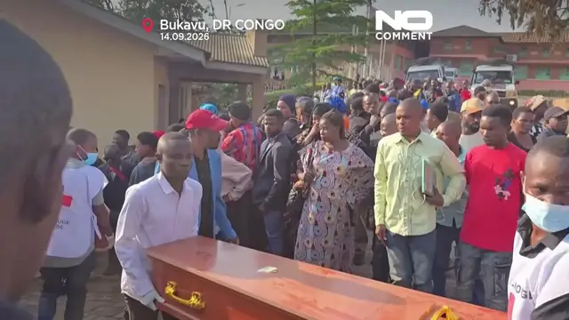 Video thumbnail for Mass funeral in Bukavu for 26 children killed in DR Congo school blaze
