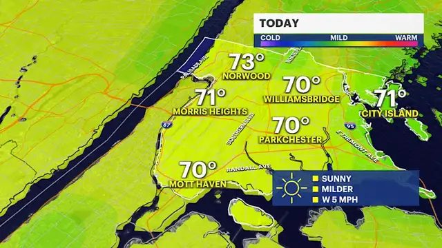 Video thumbnail for Sunny and milder today in the Bronx with even warmer weather ahead