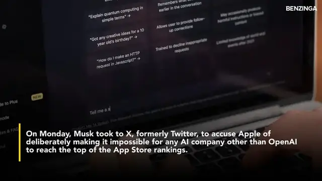 'Video thumbnail for Elon Musk Threatens Immediate Legal Action Against Apple Over Antitrust Violations, Alleges iPhone Maker Favors OpenAI'
