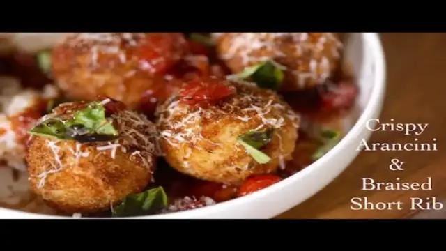 'Video thumbnail for Crispy Arancini, Braised Short Rib, & Tomato Jam'
