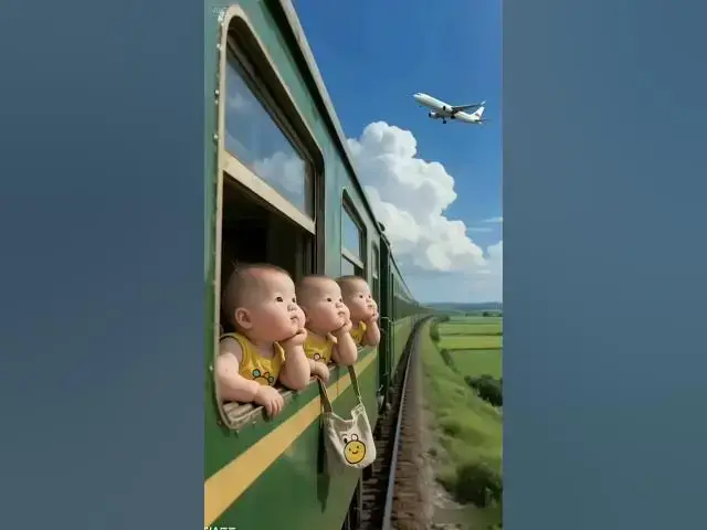 Video thumbnail for Three Little Babies Going Home by Train | Epic AI Short Video You Can't Miss! #ytshorts #cute