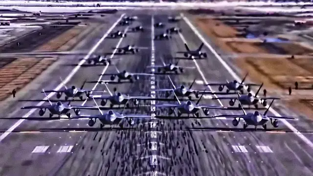 'Video thumbnail for F-22 Raptor Elephant Walk • Mass Formation & Takeoff'