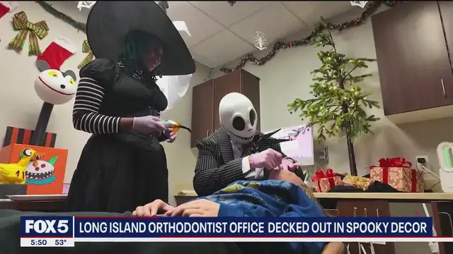 'Video thumbnail for Inside the Long Island orthodontist’s office that becomes a Halloween wonderland'