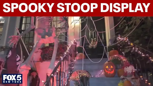 Video thumbnail for Spooky stoop displays popping up throughout NYC