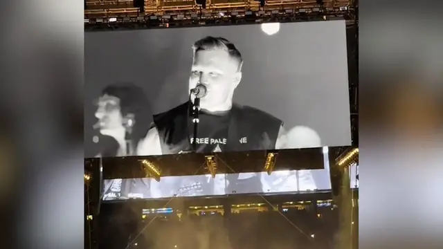 Video thumbnail for Singer Zach Bryan wears Free Palestine shirt at Gillette Stadium