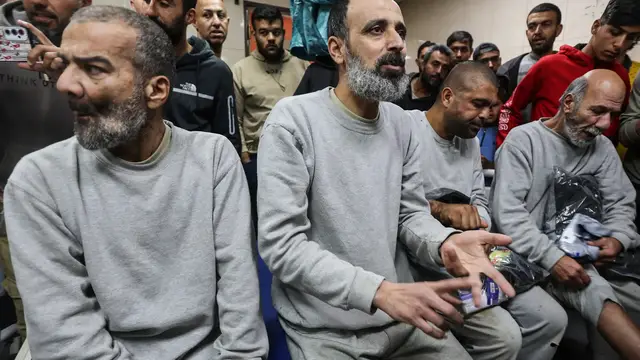 'Video thumbnail for Prisoners released by Israel arrive at hospital with signs of torture'