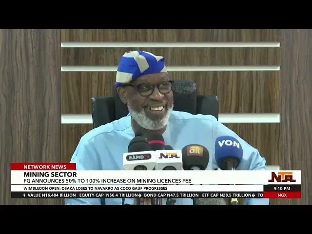 Video thumbnail for FG Announces 50% To 100% Increase On Mining Licences Fee | 4th July 2024 | NTA