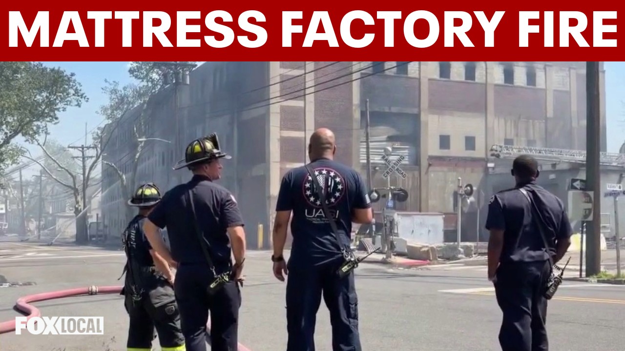 Video thumbnail for Massive NJ warehouse fire destroys block; toxic smoke, possible welding cause