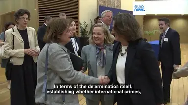 'Video thumbnail for EU distances itself from Commissioner's claims Israel committing genocide in Gaza'