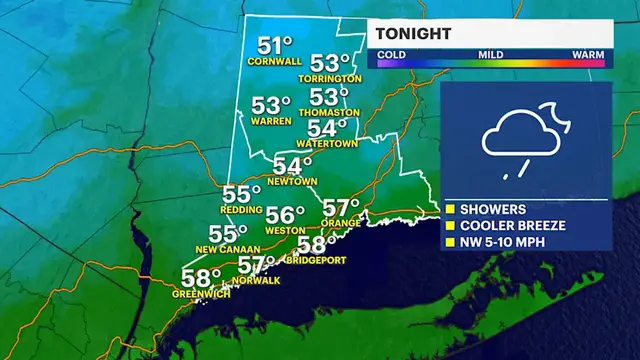 Video thumbnail for Fall feel returns to Connecticut with a few showers tonight