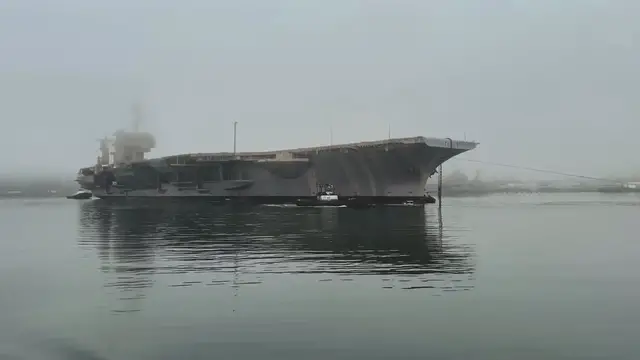 'Video thumbnail for USS Kitty Hawk Gets Tugged To The Graveyard'