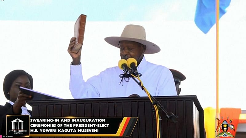 Video thumbnail for Uganda's President Yoweri Museveni sworn in to seventh consecutive term
