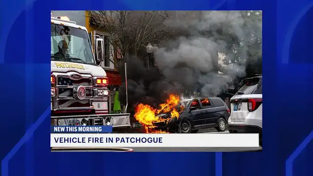 Video thumbnail for Car burst into flames in Patchogue