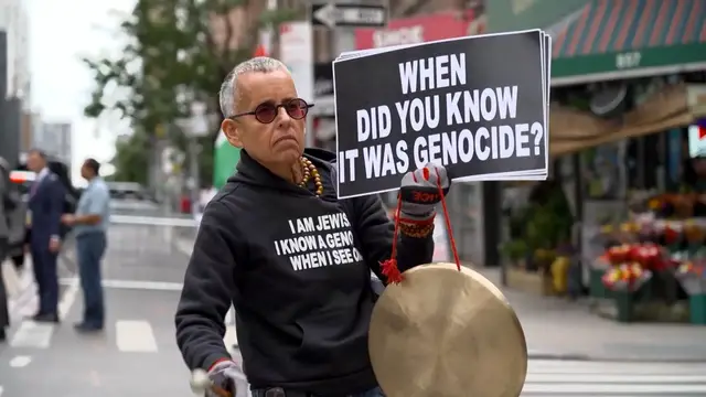 'Video thumbnail for Protesters outside UN say recognising Palestine isn’t enough'