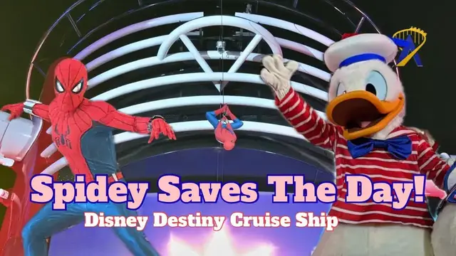 'Video thumbnail for Spider-Man Appears in the Let’s Set Sail Show on the Disney Destiny Cruise Ship'