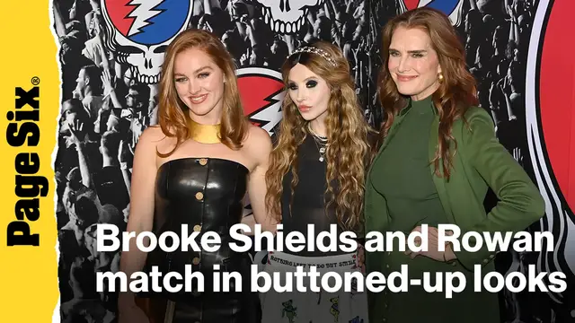 Video thumbnail for Brooke Shields and daughter Rowan match in buttoned-up looks at Alice + Olivia bash