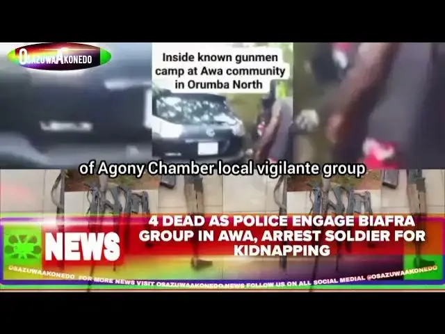 'Video thumbnail for 4 Dead As Police Engage Biafra Group In Awa, Arrest Soldier For Kidnapping'