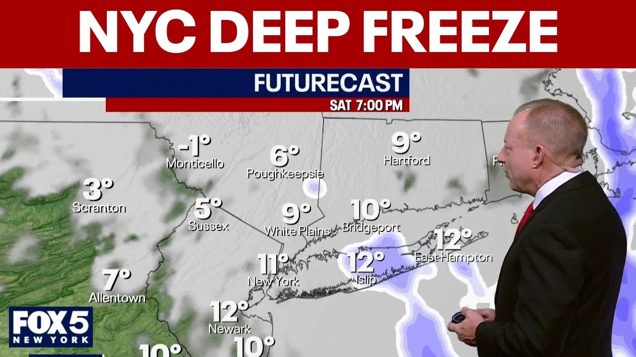 Video thumbnail for Tracking snow and deep freeze heading to NYC
