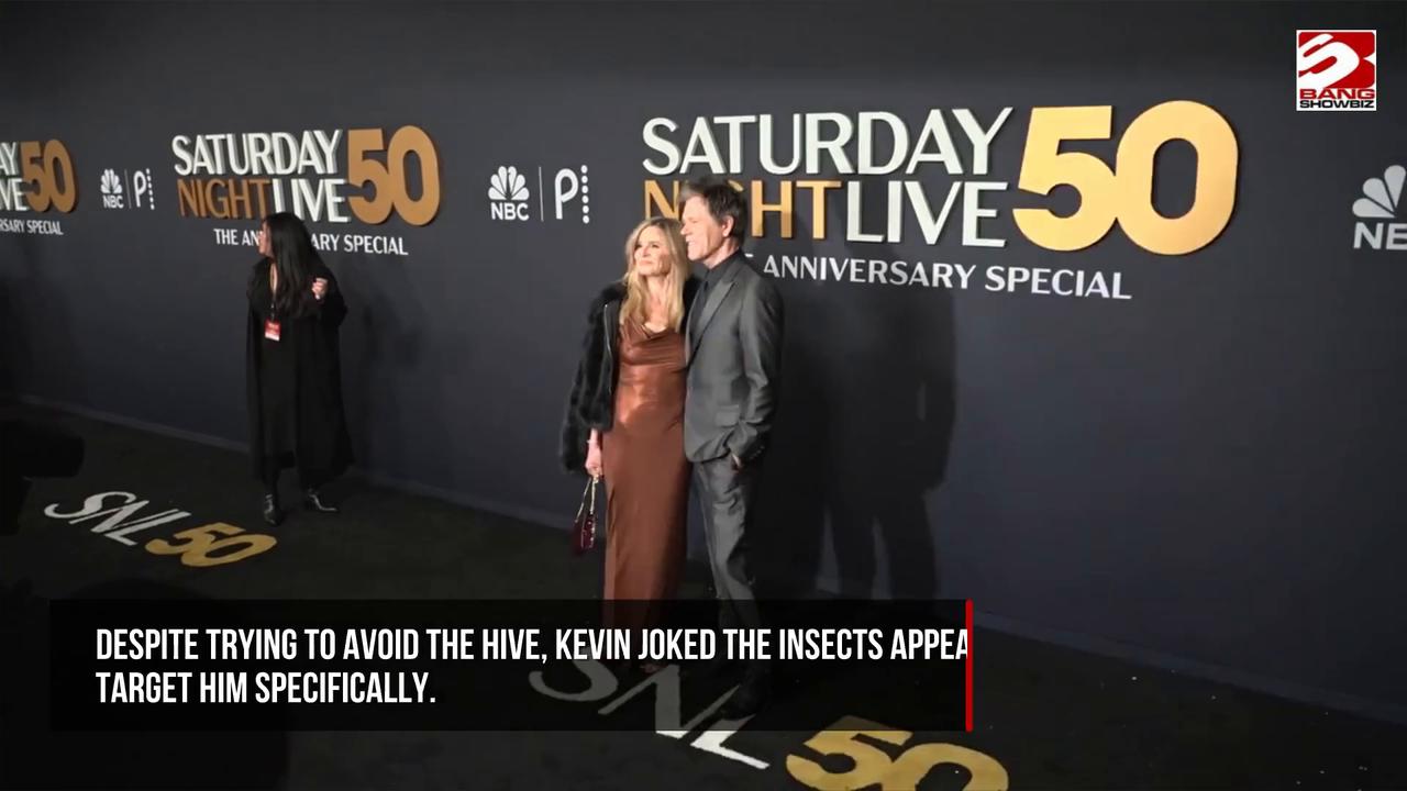 Video thumbnail for Kevin Bacon chased and repeatedly stung by a swarm of bees during a family hike with his daughter