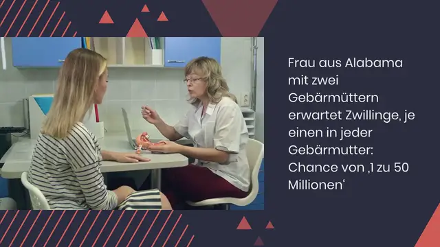 Video thumbnail for Frau aus Alabama mit zwei Gebärmüttern erwartet Zwillinge, je einen in jeder Gebärmutter: Chance von ‚1 zu 50 Millionen‘
