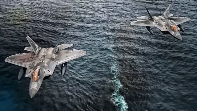 'Video thumbnail for USAF F-22 Raptors Refuel Over Gulf Of Alaska • MAR 2022'