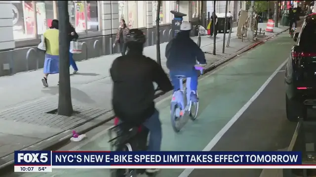 'Video thumbnail for NYC's new e-bike speed limit takes effect tomorrow'