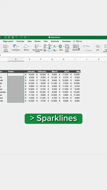 Video thumbnail for Add sparklines to your table in Excel !