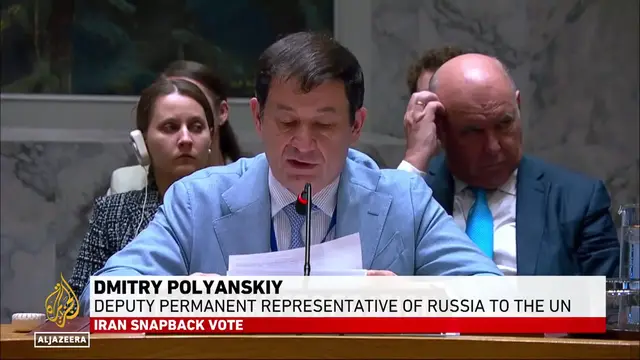 'Video thumbnail for UN security council vote: Sanctions set to be reimposed on Iran on Saturday'