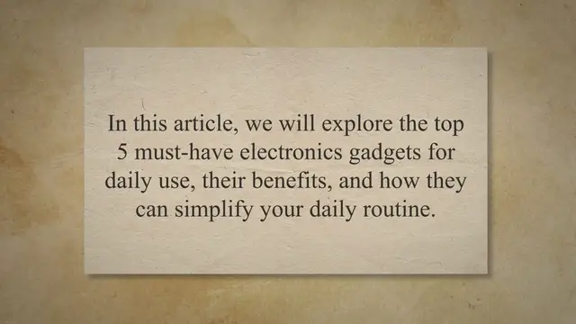 Video thumbnail for Streamlining Your Day: The Top 5 Must-Have Electronics Gadgets for Daily Use