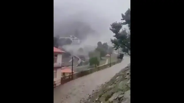 Video thumbnail for Moment terrifying floodwaters sweep through Afghan village
