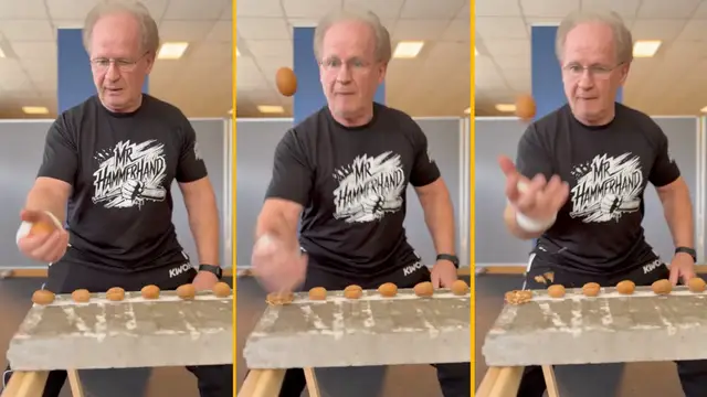 Video thumbnail for Most walnuts crushed with the hand while throwing and catching an egg in one minute - 101 by Muhamed Kahrimanovic