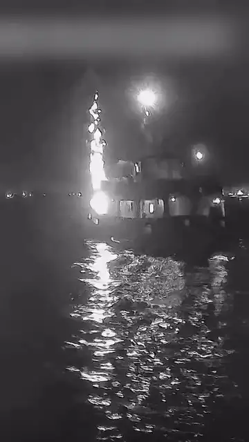 'Video thumbnail for Moment of suspected drone attack on Global Sumud Flotilla boat'