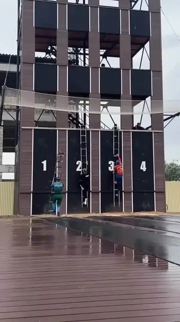 Video thumbnail for Firefighter Sport Ladder Sprint in Dagestan Rain