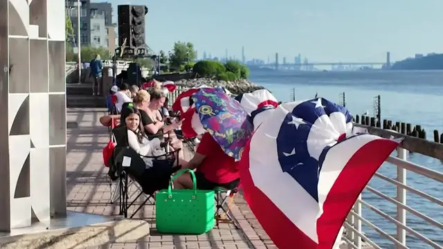 Video thumbnail for Crowds gather at Yonkers waterfront for fireworks show to celebrate America's 250th anniversary