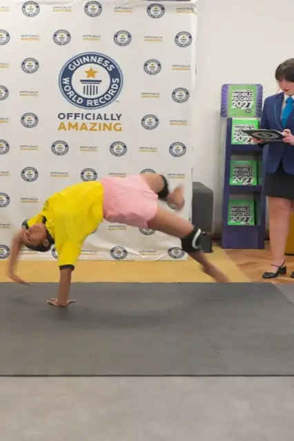 Video thumbnail for Most spider cartwheels in 30 seconds - 10 achieved by Janani R S at GWR HQ