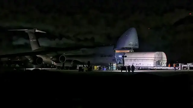 'Video thumbnail for C-5M Super Galaxy Swallows A Satellite'