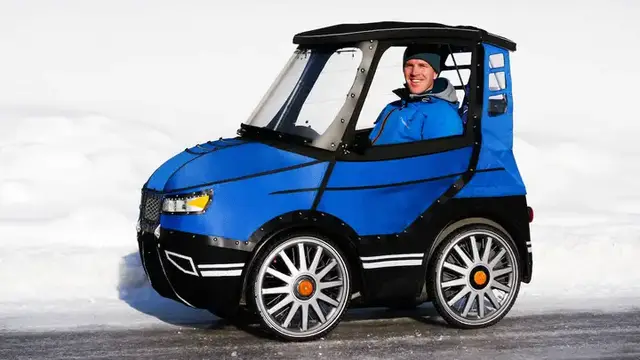Video thumbnail for The 4 Wheeled E-Bike Converted Into A Car