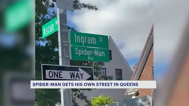 Video thumbnail for 'Spider-Man Way.' Street renaming honors Marvel superhero's native NYC borough